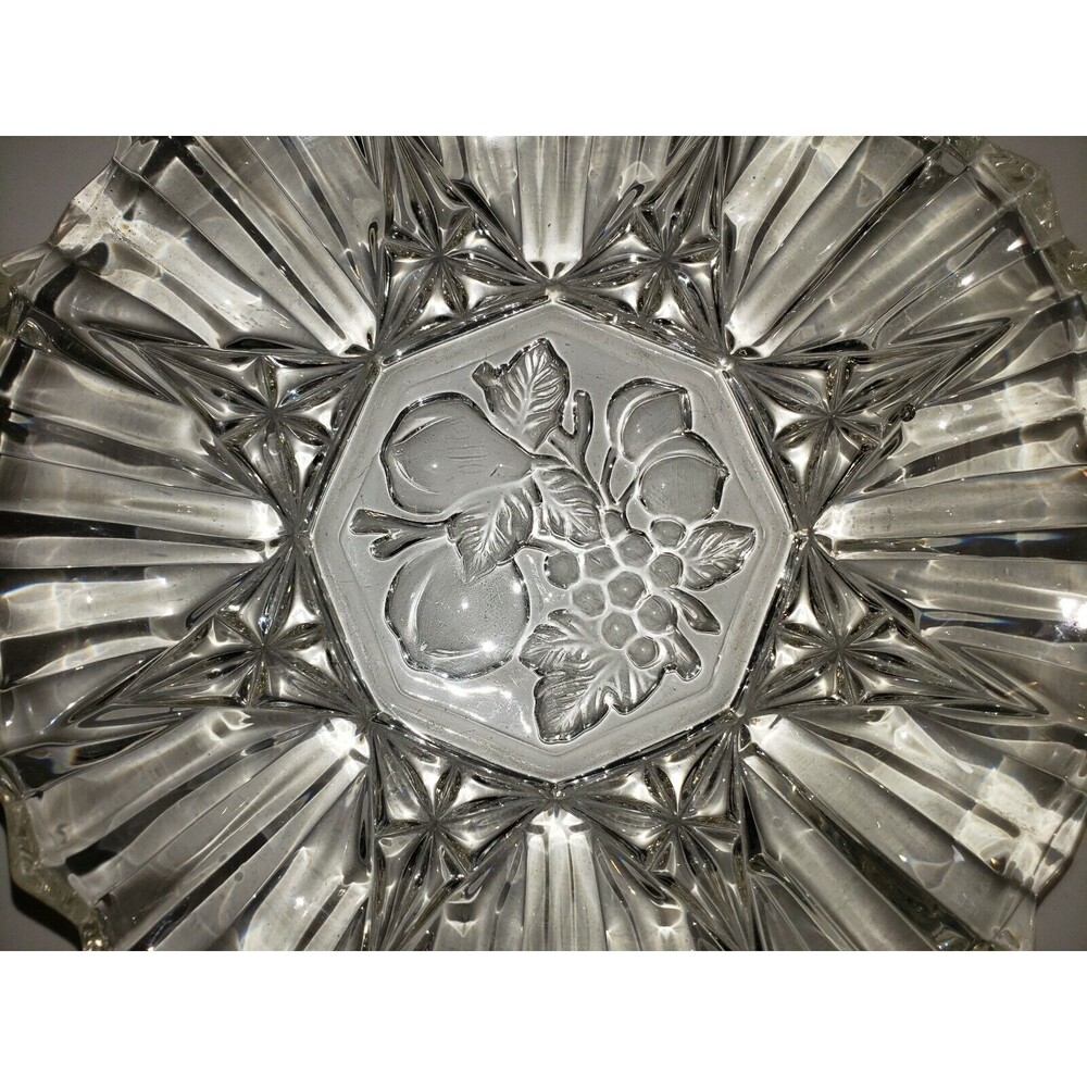 Federal Glass CO Pioneer Clear Crimped Round bowl with Pressed Design